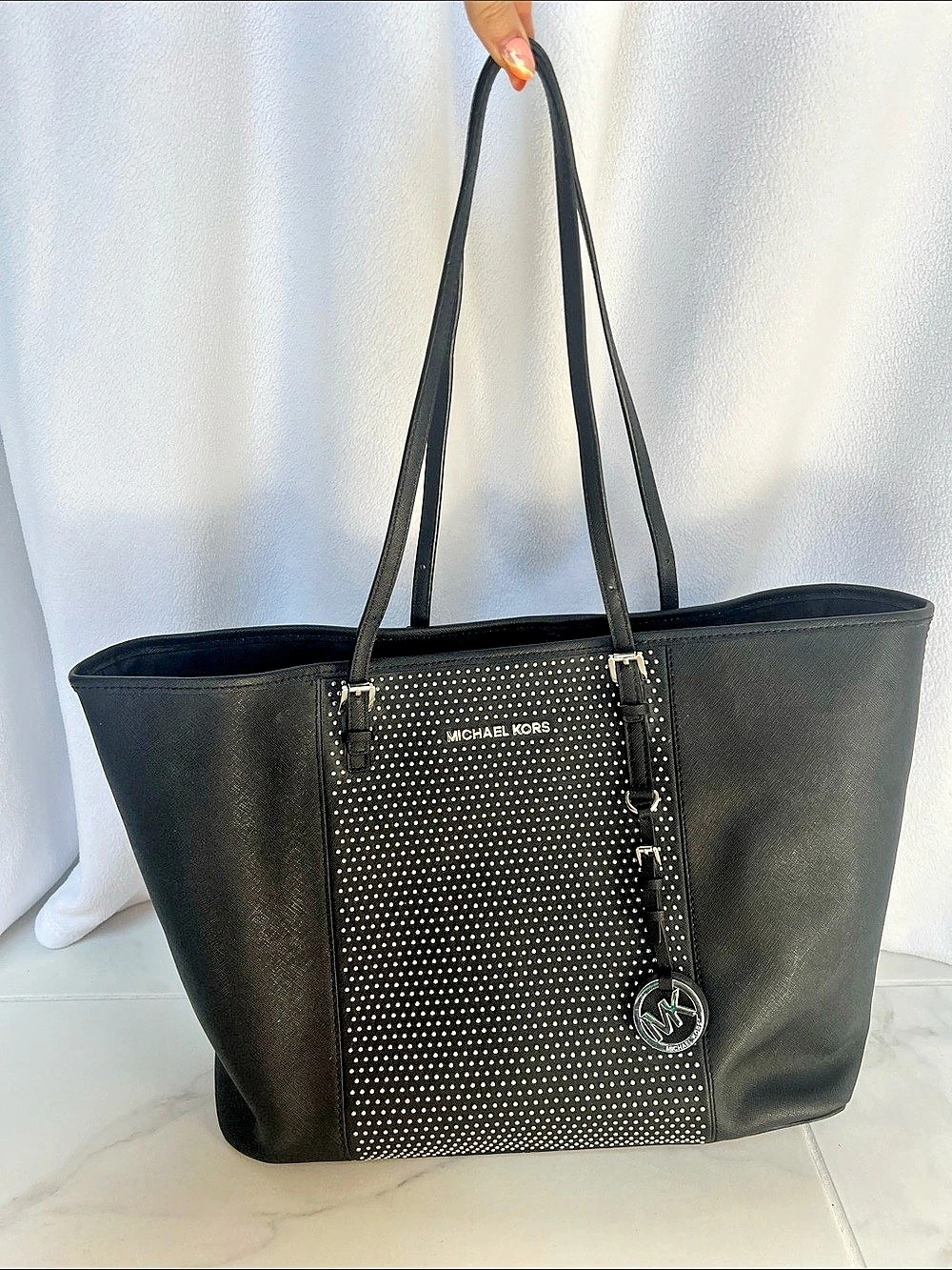 Michael Kors Jet Set Studded Travel Tote Black